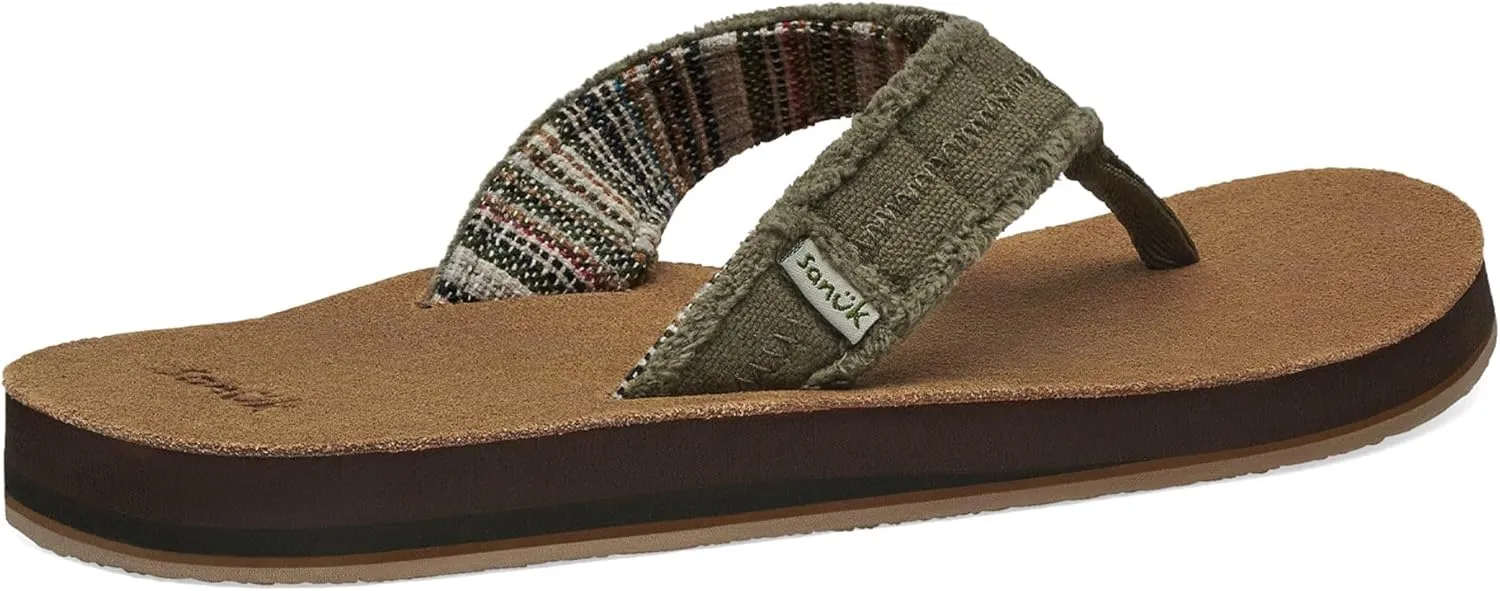 Sanuk Mens Fraid Not Soft Top | Flip Flops for Men | Mens Sandals | Beach Sandals | Supportive & Lightweight | Comfort Footbed