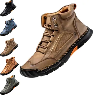 Saw Behind Men's Shoes, Sawbehind Men's Comfortable Handmade Leather Boots, Waterproof, Spacious Toe Box Leather Shoes