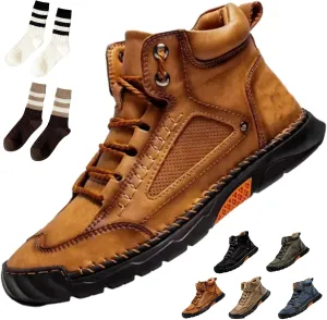 Sawbehind Mens Boots, Sawbehind Men's Comfortable Handmade Leather Boots, Waterproof, Non-slip, Arch Support