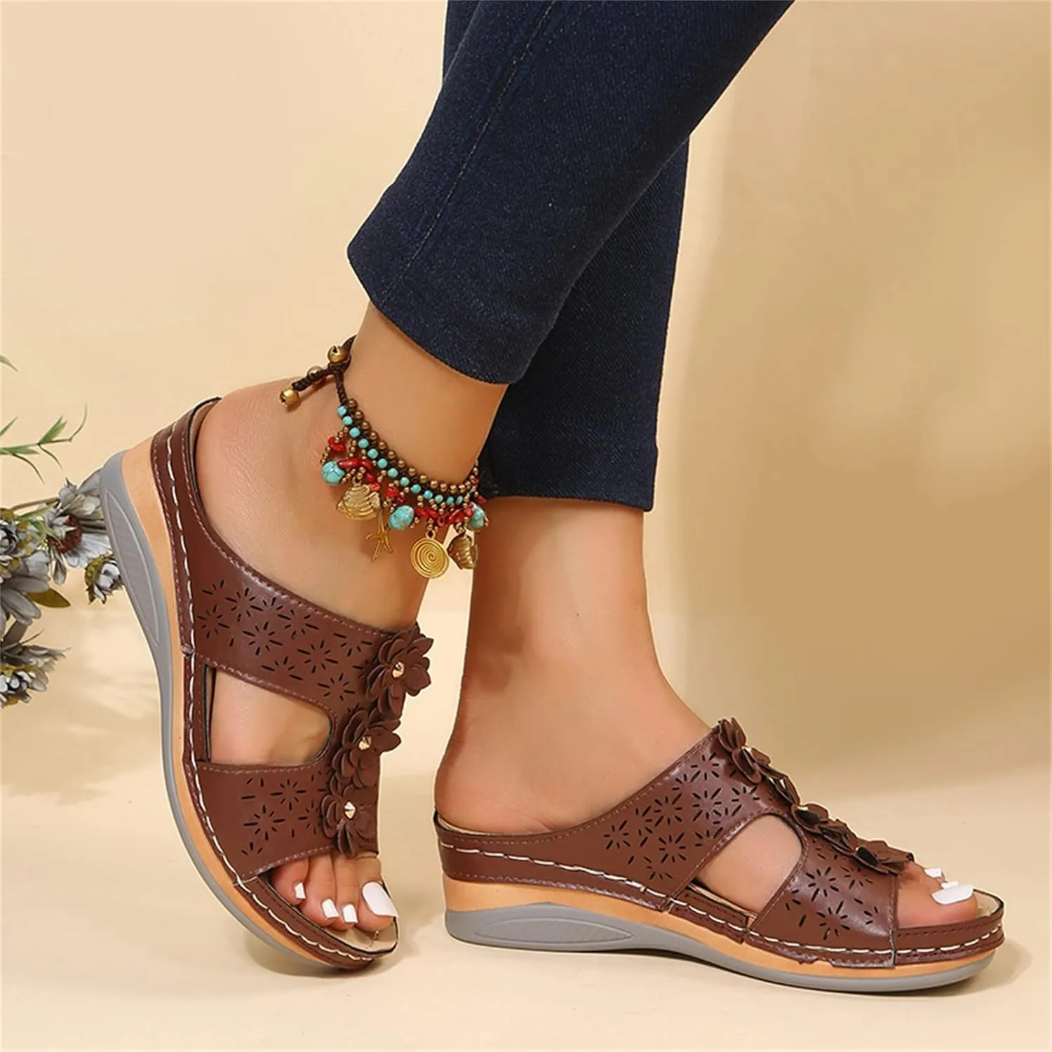 SBGMoSJ Diabetic Shoes for Women Most Comfortable Walking Sandals Men's Brown Dressy Sandals Women Best Flip Flops for Walking All Day Women Orthopedic Walking Shoes Slip On Tie Up Sandals