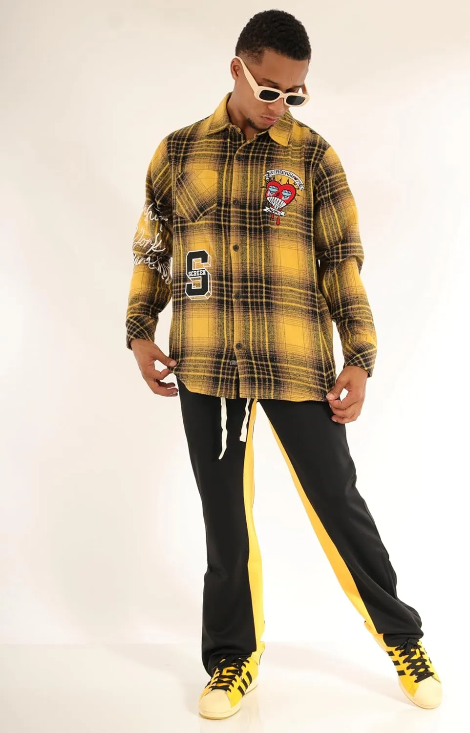 SCREENSHOT SHACKET 3202 Mens Casual Plaid Flannel Shacket Shirt Jacket Button Down Long Sleeve