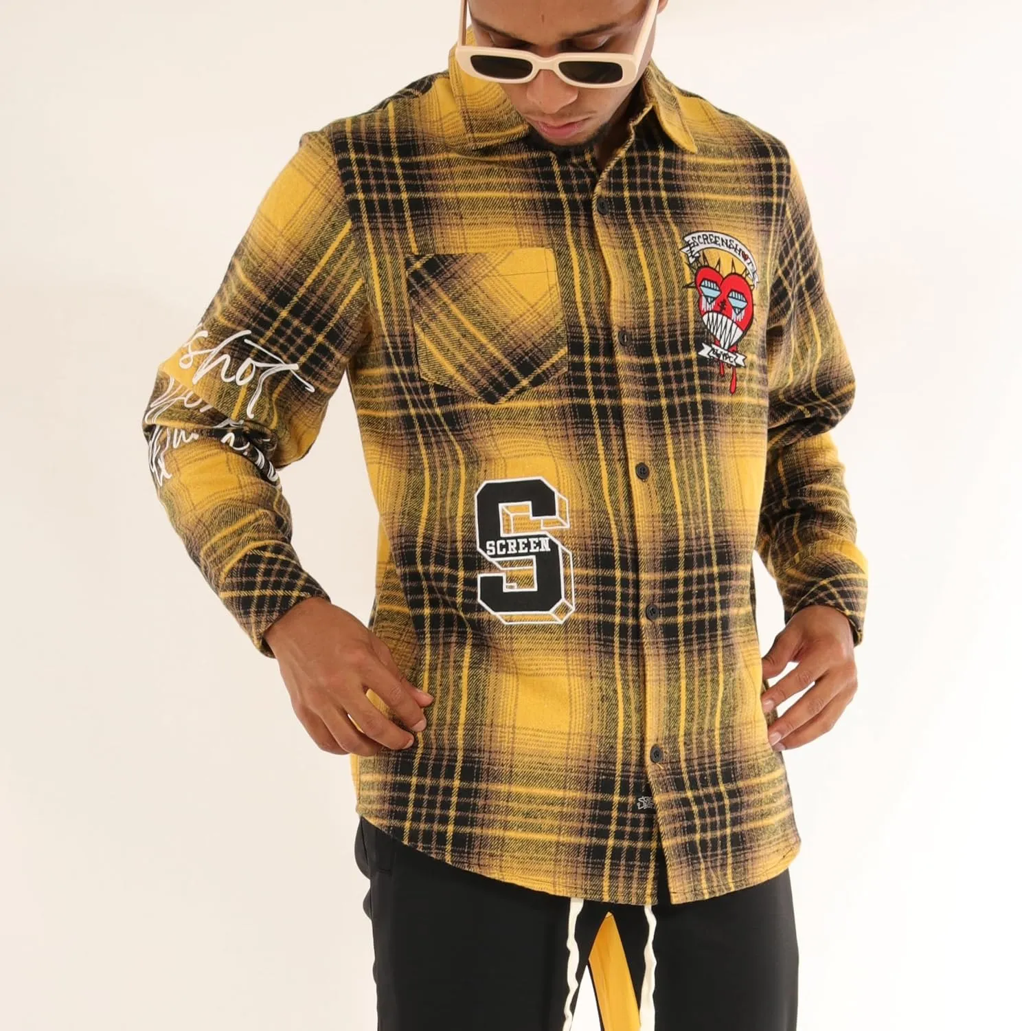 SCREENSHOT SHACKET 3202 Mens Casual Plaid Flannel Shacket Shirt Jacket Button Down Long Sleeve