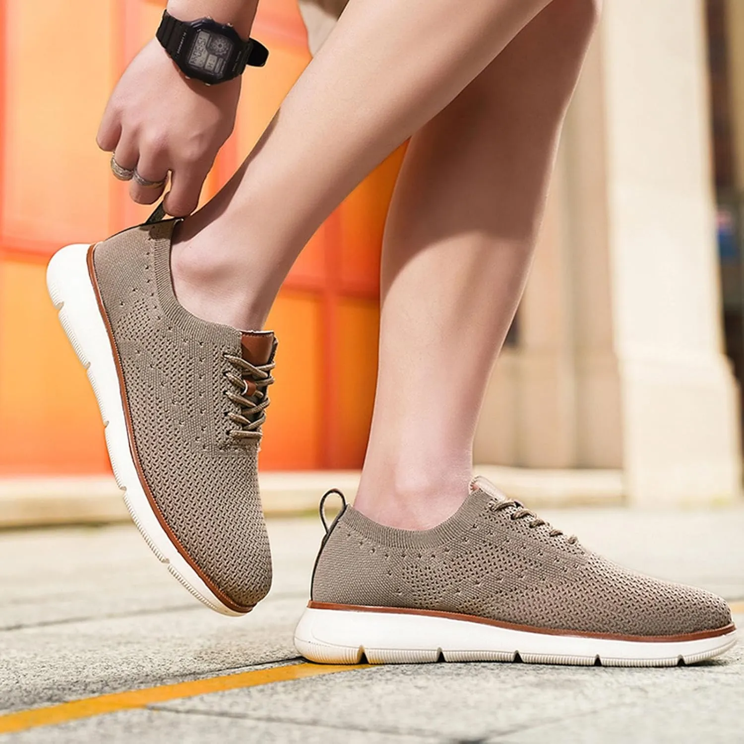 SECHRITE Men's Casual Dress Sneakers: Oxford Mesh Dress Sneakers for Men - Urbans Breeze Shoes Wide Comfort