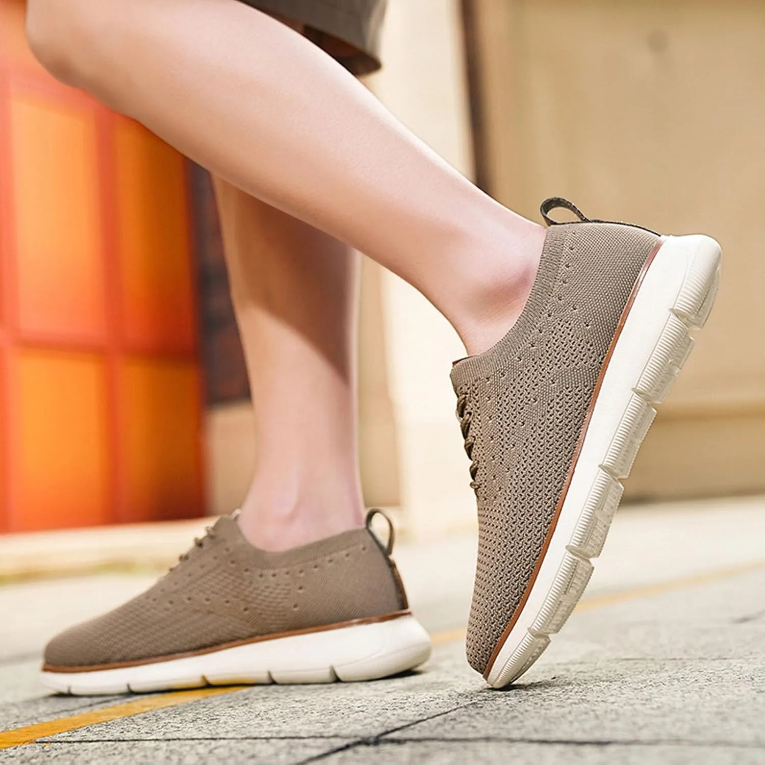 SECHRITE Men's Casual Dress Sneakers: Oxford Mesh Dress Sneakers for Men - Urbans Breeze Shoes Wide Comfort
