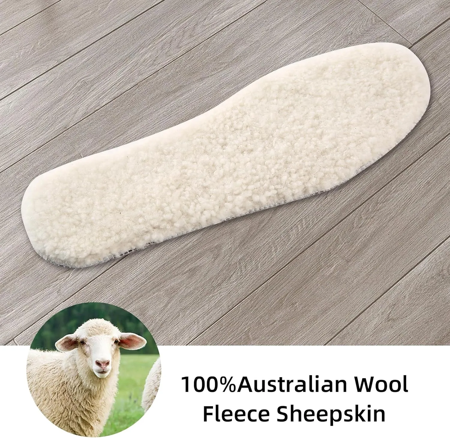 Sheepskin Insoles Men's Women'sPremium Wool Fur Fleece Inserts Cozy Warm Soft