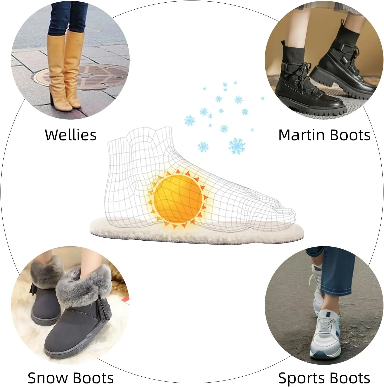 Sheepskin Insoles Men's Women'sPremium Wool Fur Fleece Inserts Cozy Warm Soft