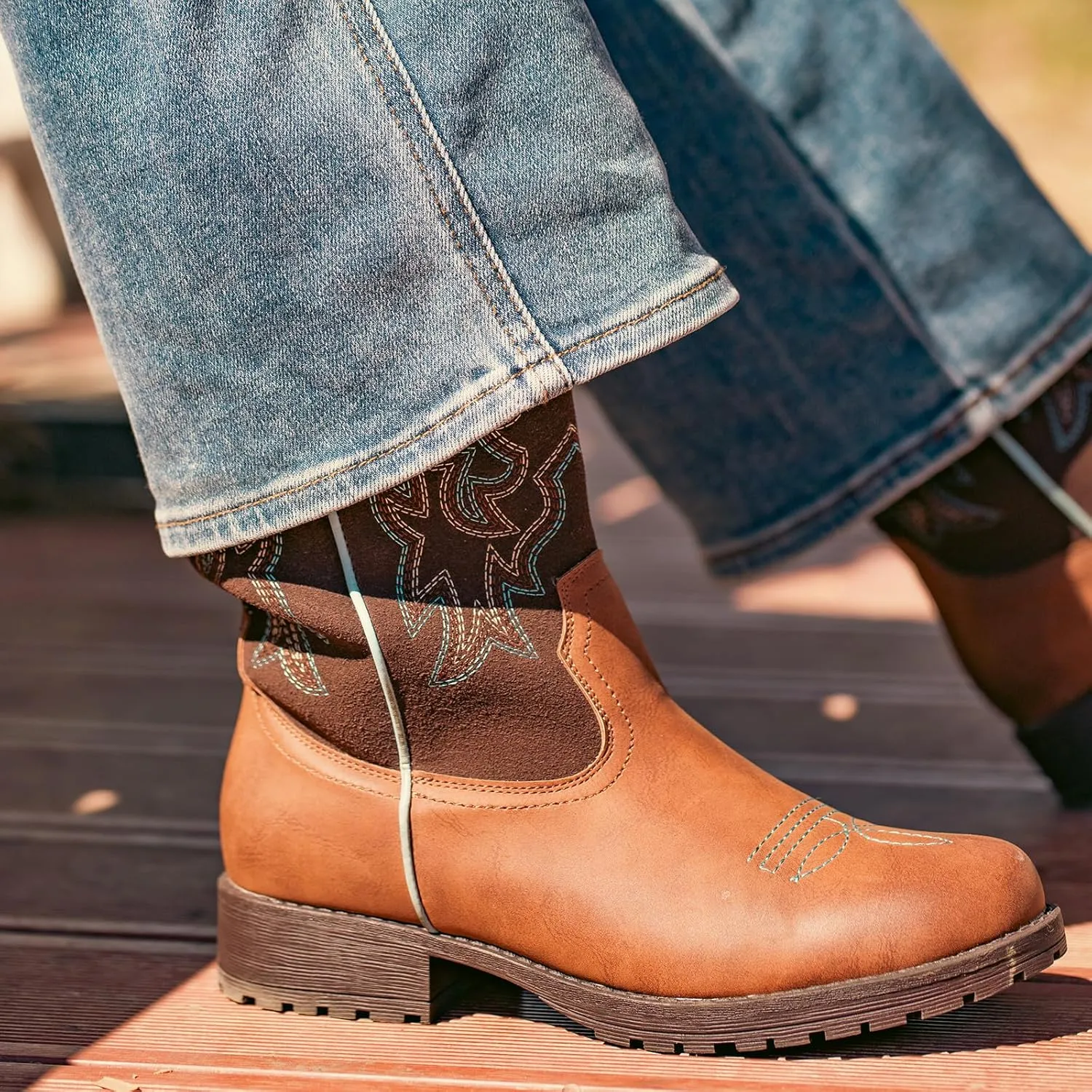 SheSole Ladies Western Cowboy Boots for Women Slip Resistant Cowgirl Work Boots Wide Calf Round Toe