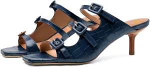 SHODENSE Women Kitten Heels Mules Square Open Toe Sandals Suede 2 Inch Mid Heels Slippers Buckle Strappy Patent Crocodile Mule Clogs Peep Toe Slip-Ons Comfortable Slides Shoes Dressy Fashion 4-11 M US
