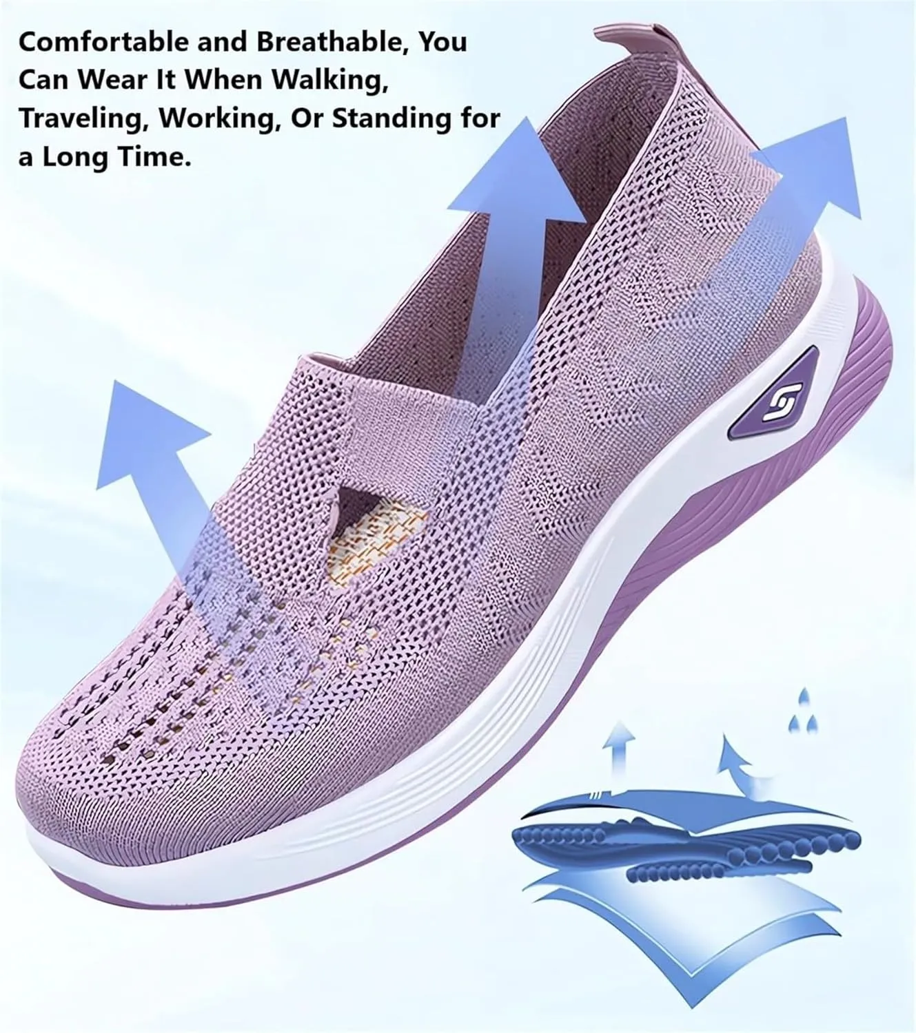 Shoes for Women Walking Wove Breathable Soft Sole Sneakers on Arch Support Sneakers Casual Athletic Work Shoes