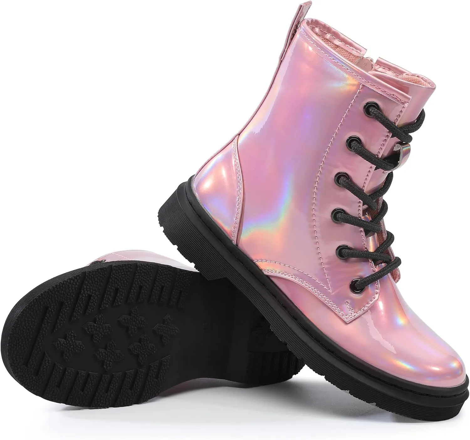 shoeslcoker Girls Ankle Boots with Side Zipper & Lace Up – Stylish Comfort Shoes with Glitter for Toddlers Little Kids & Big Kids