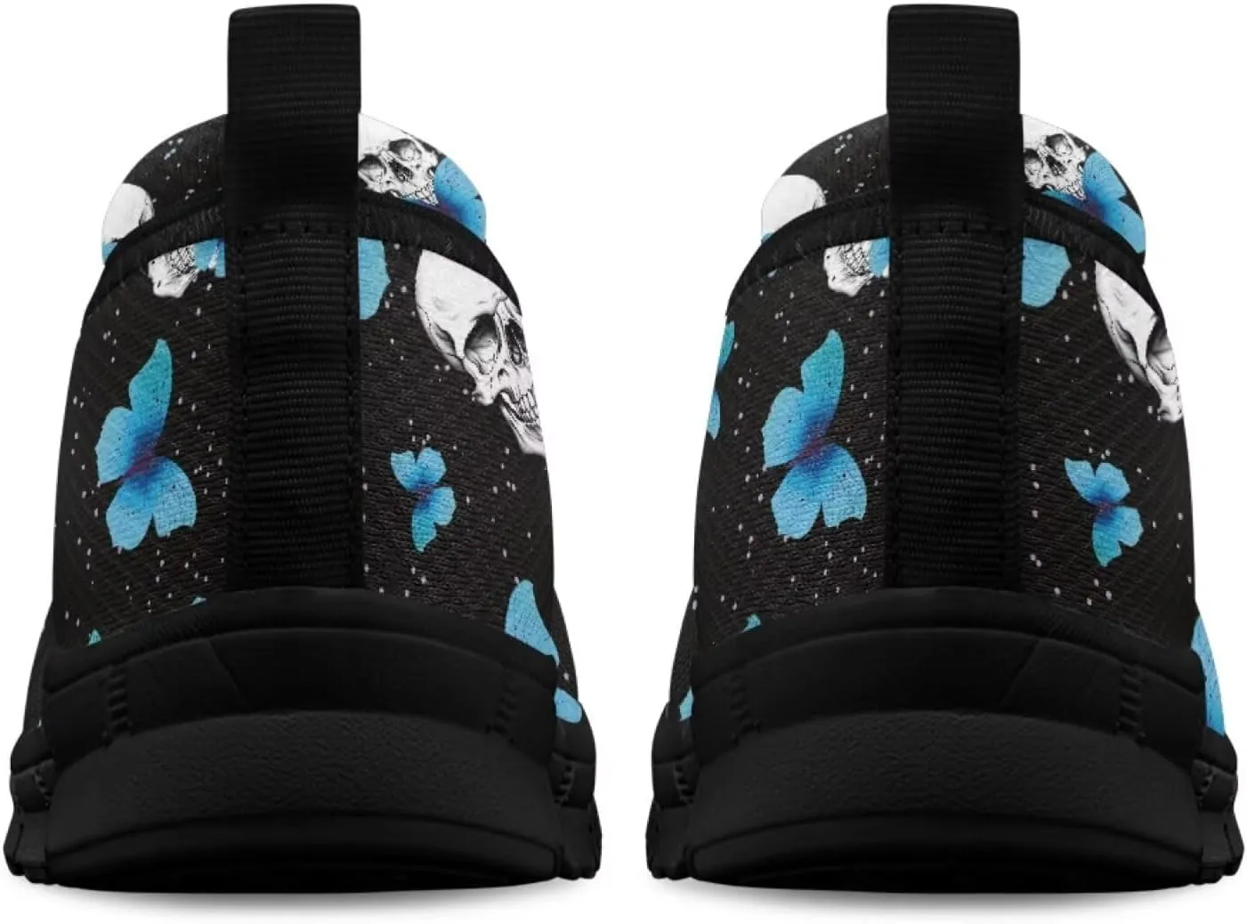 Skull Loafers for Women Dressy Sneakers Floral Slip On Low Cut Tennis Shoes Flats Breathable Mesh Tennis Shoe for Party Travel Comfort Sneaker