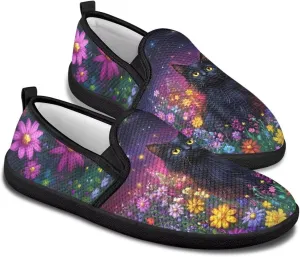 Slip On Casual Flats for Women Breathable Loafers Wide Toe Walking Shoes Laides Fashion Round Toe Art Painted Travel Shoes SizeUS 6-11