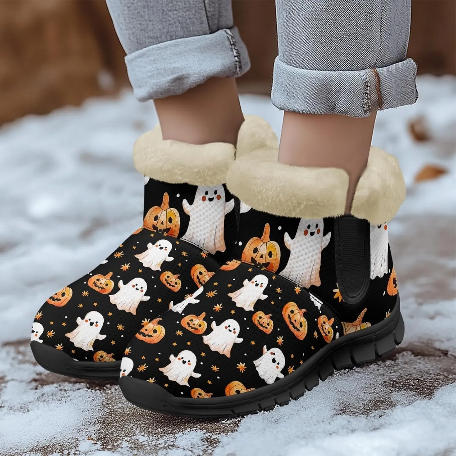 Snow Boots for Women -Fashion Winter Warm Snow Boots Anti-Slip outdoor Furry bootie for men women