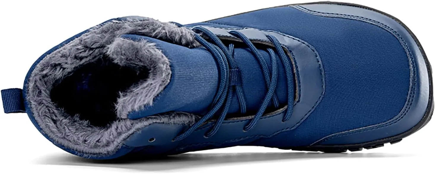 Snow Boots Mens Waterproof Winter Boots Wide Toe Box Snow Boots Fur Lined Booties Non-Slip Lightweight Winter Shoes