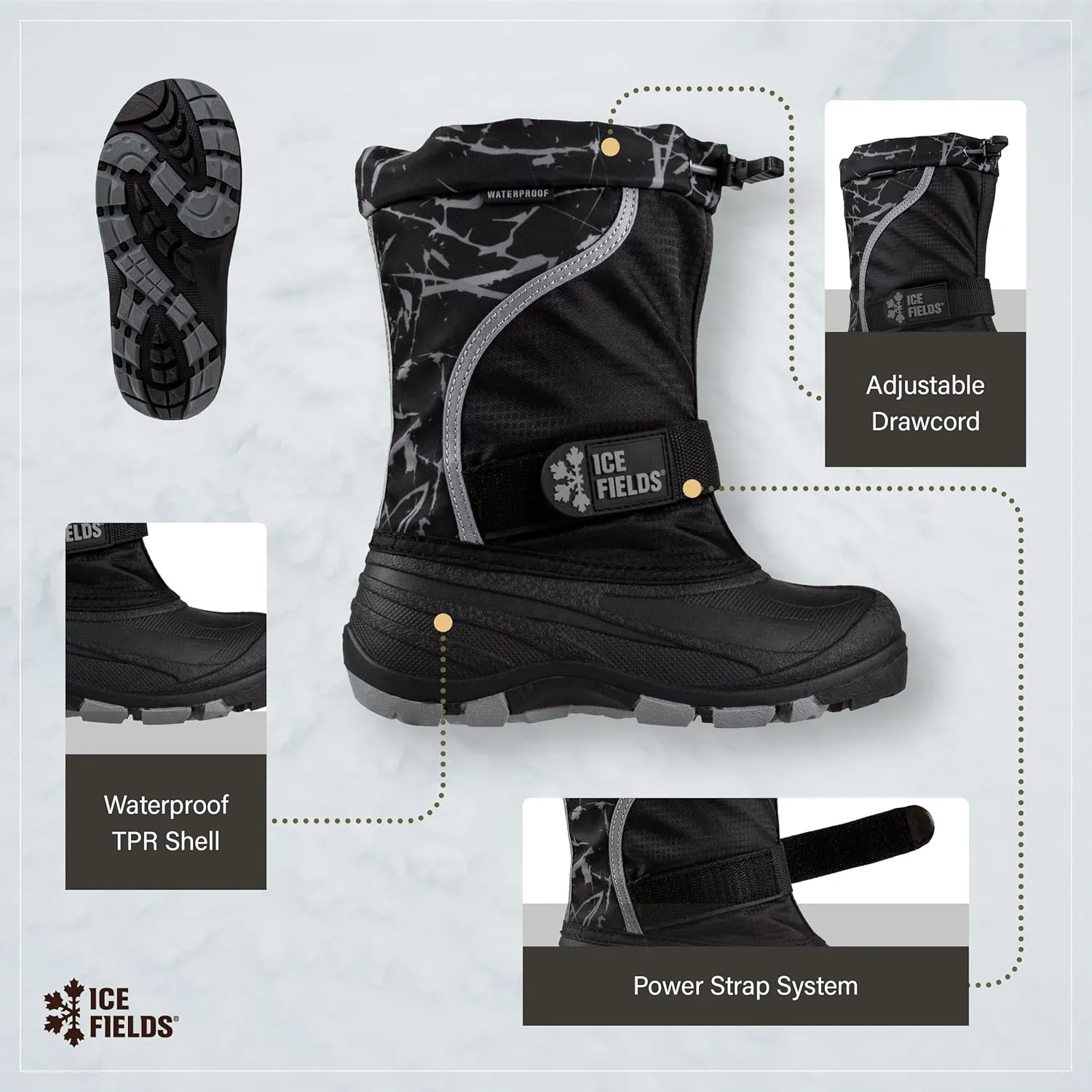 Snowblaster Little and Big Kid High Snow Winter Boots, Warm, Waterproof Shell