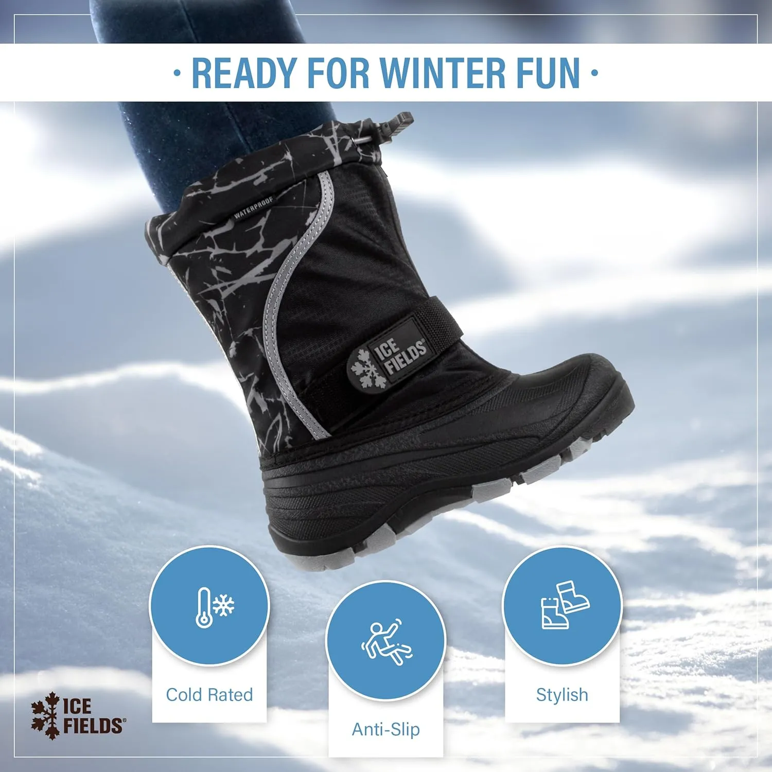Snowblaster Little and Big Kid High Snow Winter Boots, Warm, Waterproof Shell