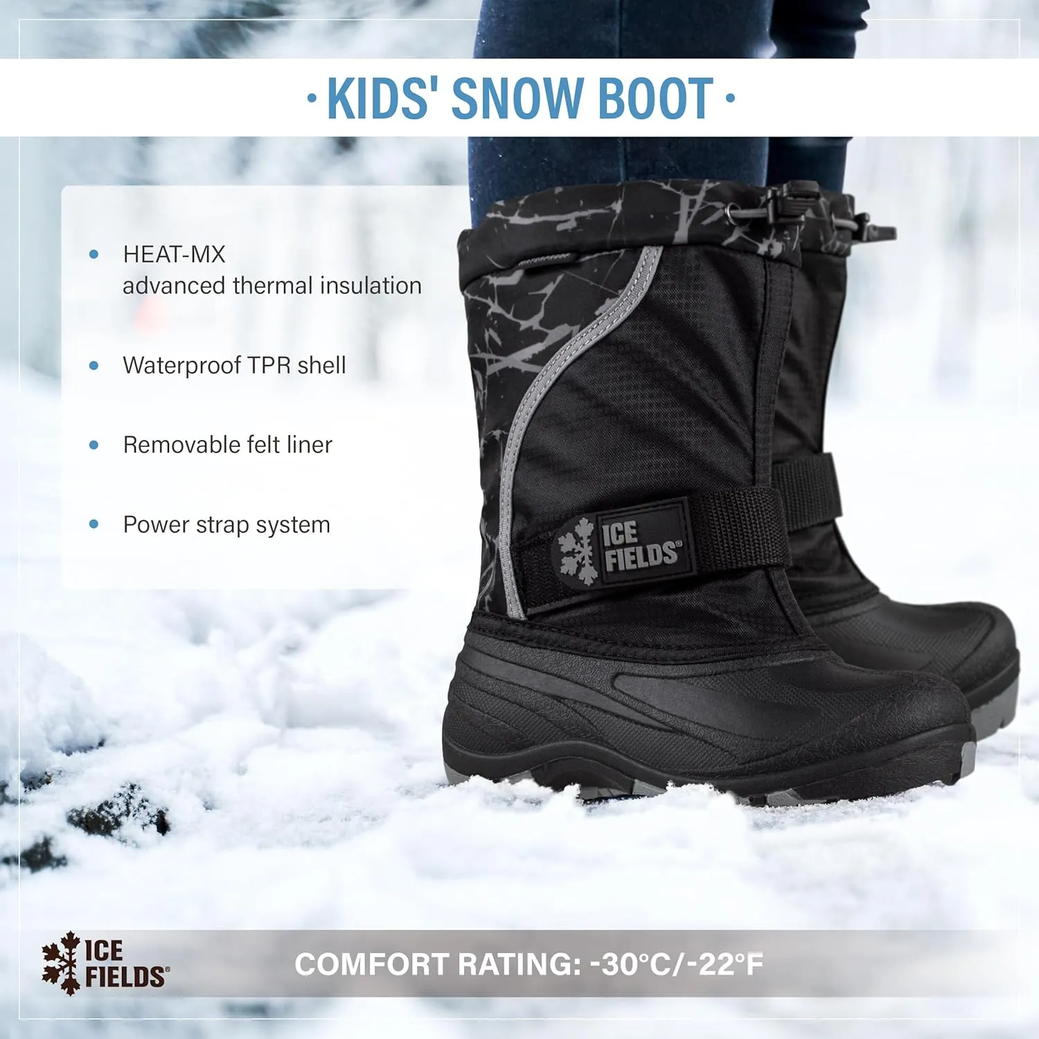 Snowblaster Little and Big Kid High Snow Winter Boots, Warm, Waterproof Shell