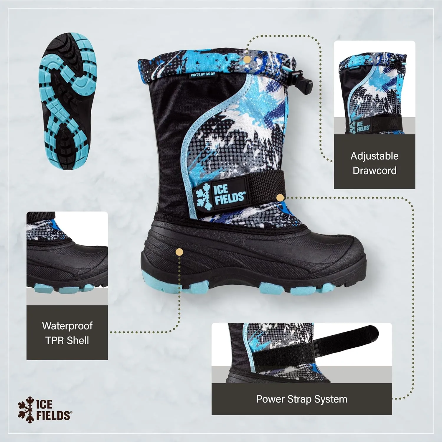 Snowblaster Little and Big Kid High Snow Winter Boots, Warm, Waterproof Shell