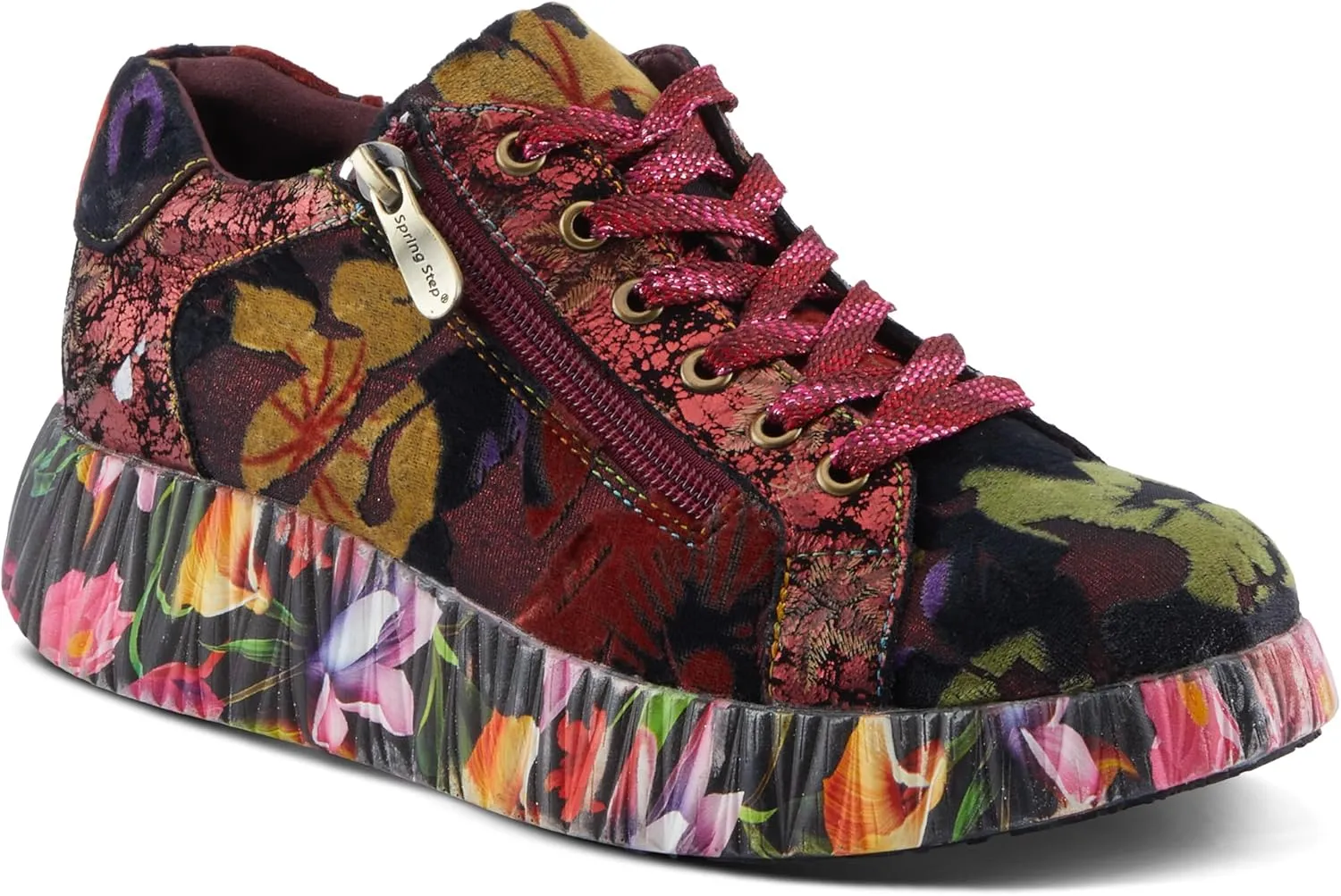 Spring Step L'Artiste Dallyn Women's Playful Sneaker - Mix of Textures & Patterns, Cushioned Comfort, Versatile Style