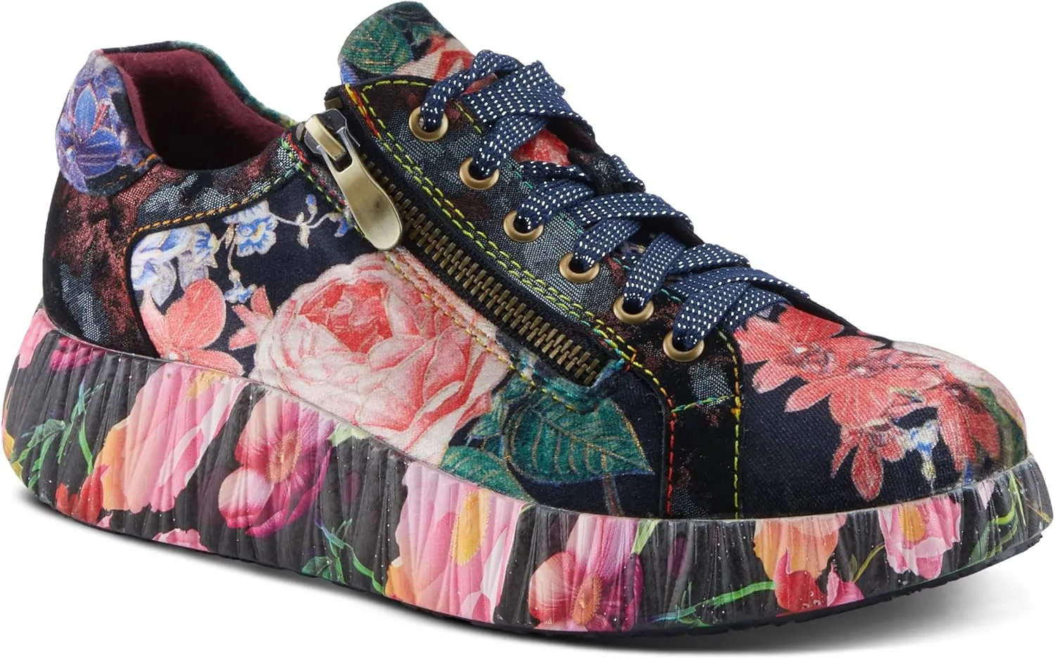 Spring Step L'Artiste Dallyn Women's Playful Sneaker - Mix of Textures & Patterns, Cushioned Comfort, Versatile Style
