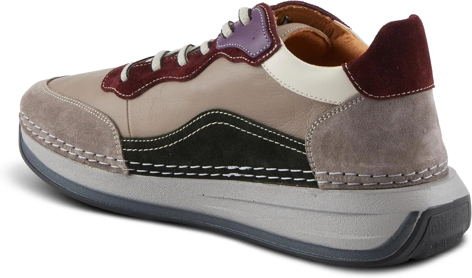 Spring Step Women's Booker Sneakers with Premium Leathers, Geometric Pattern, and Removable Insoles