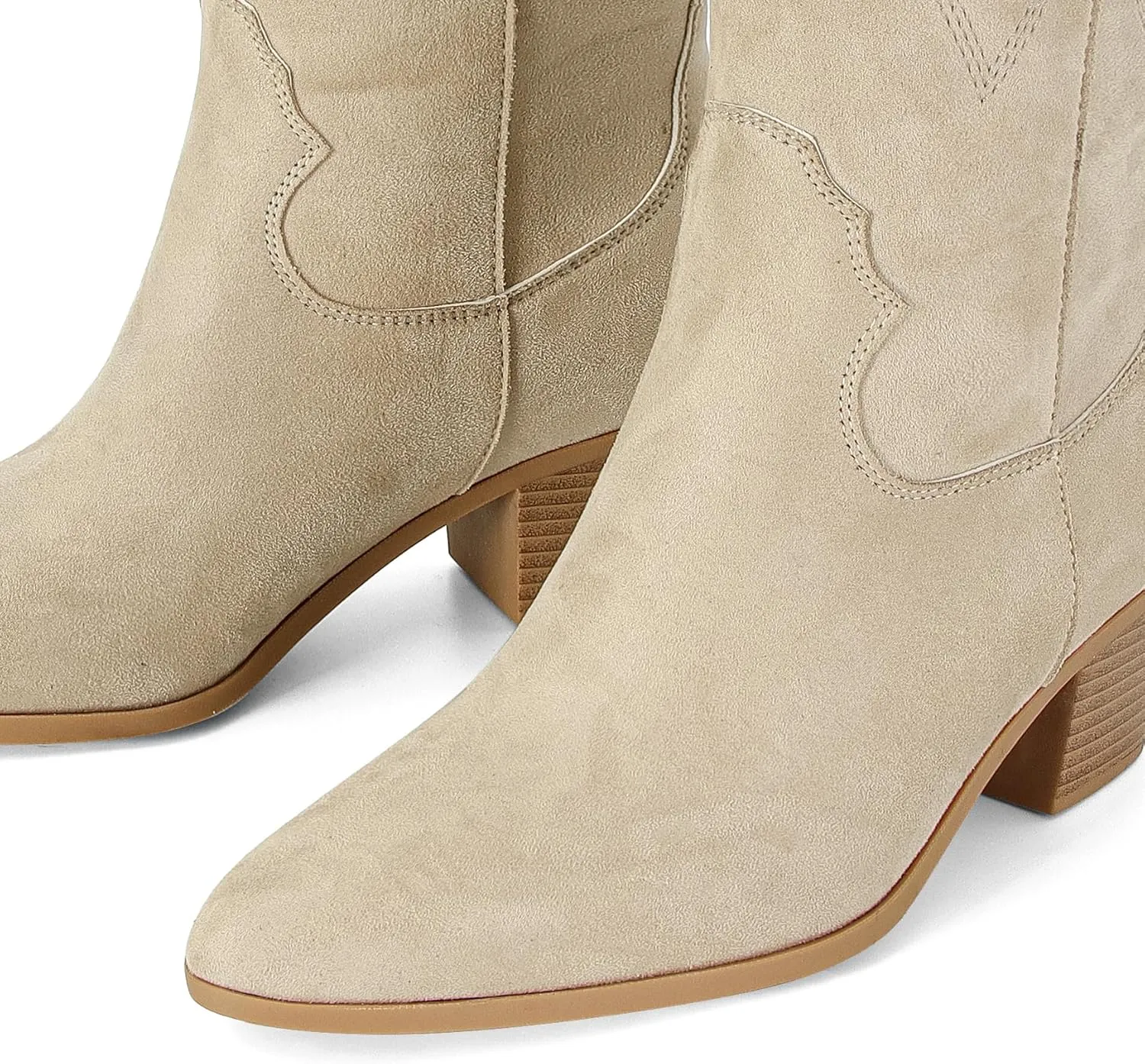 STALOV Cowboy Boots for Women,Western Pointed Toe Chunky Heel Pull-On Knee High Cowgirl Boots Fashion Embroidered Tall