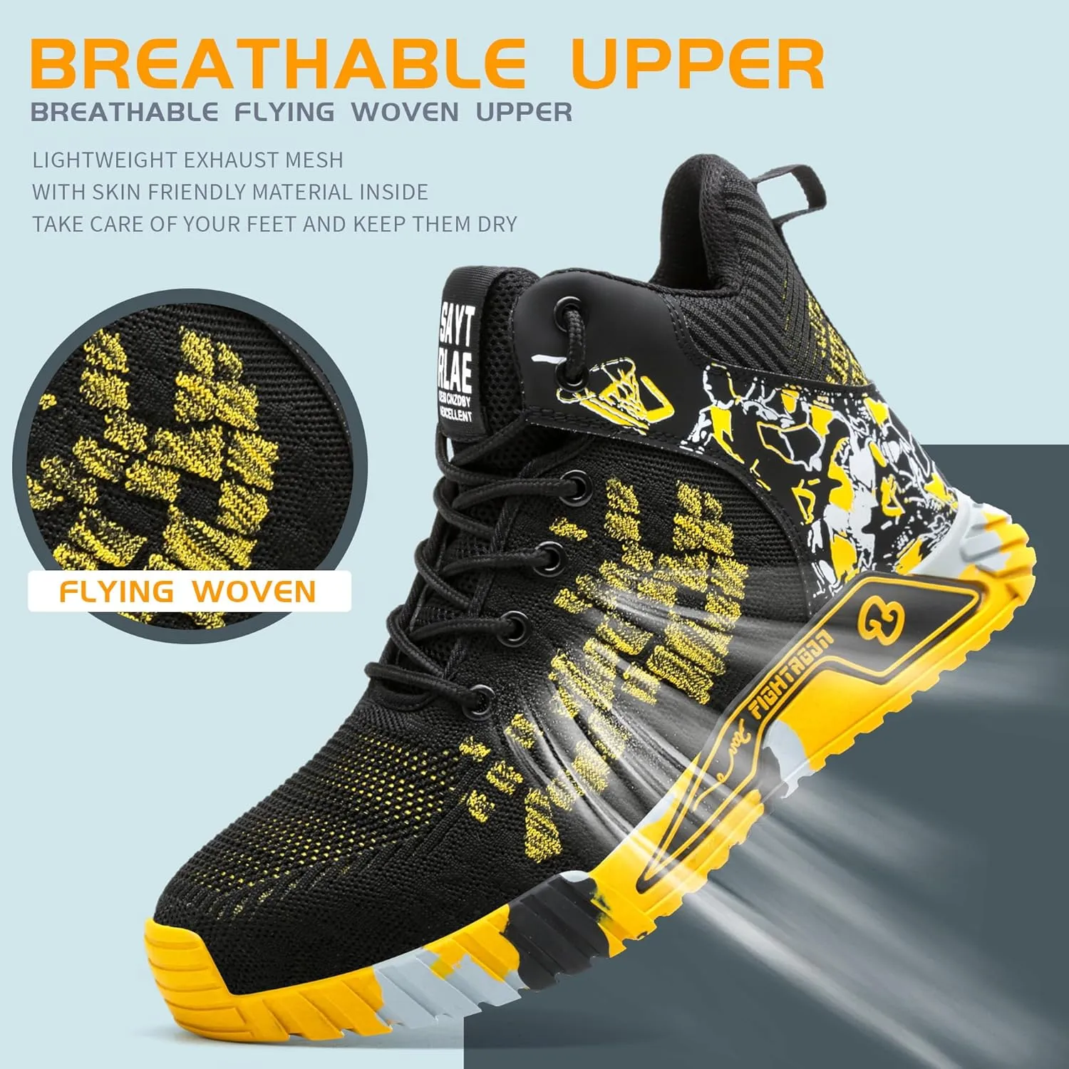 Steel Toe Shoes for Men Work Safety Footwear Slip Resistant Puncture-Proof Industrial Safety Shoes Comfortable Breathable Steel Toe Sneakers
