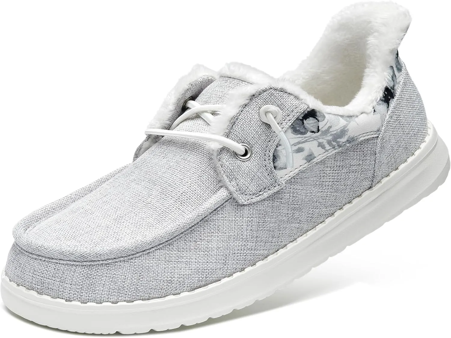 STQ Fur Lined Slip on Loafers for Women Plantar Fasciitis Relief Sneakers Comfort Orthopedic Maternity Shoes for Travel
