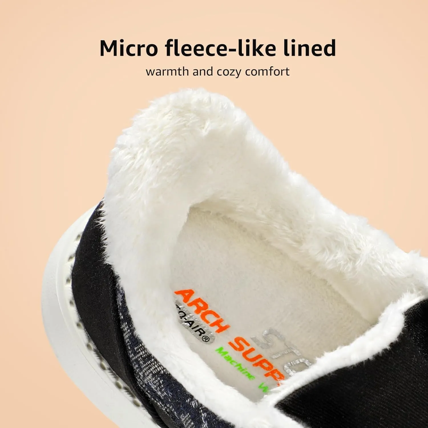 STQ Fur Lined Slip on Loafers for Women Plantar Fasciitis Relief Sneakers Comfort Orthopedic Maternity Shoes for Travel
