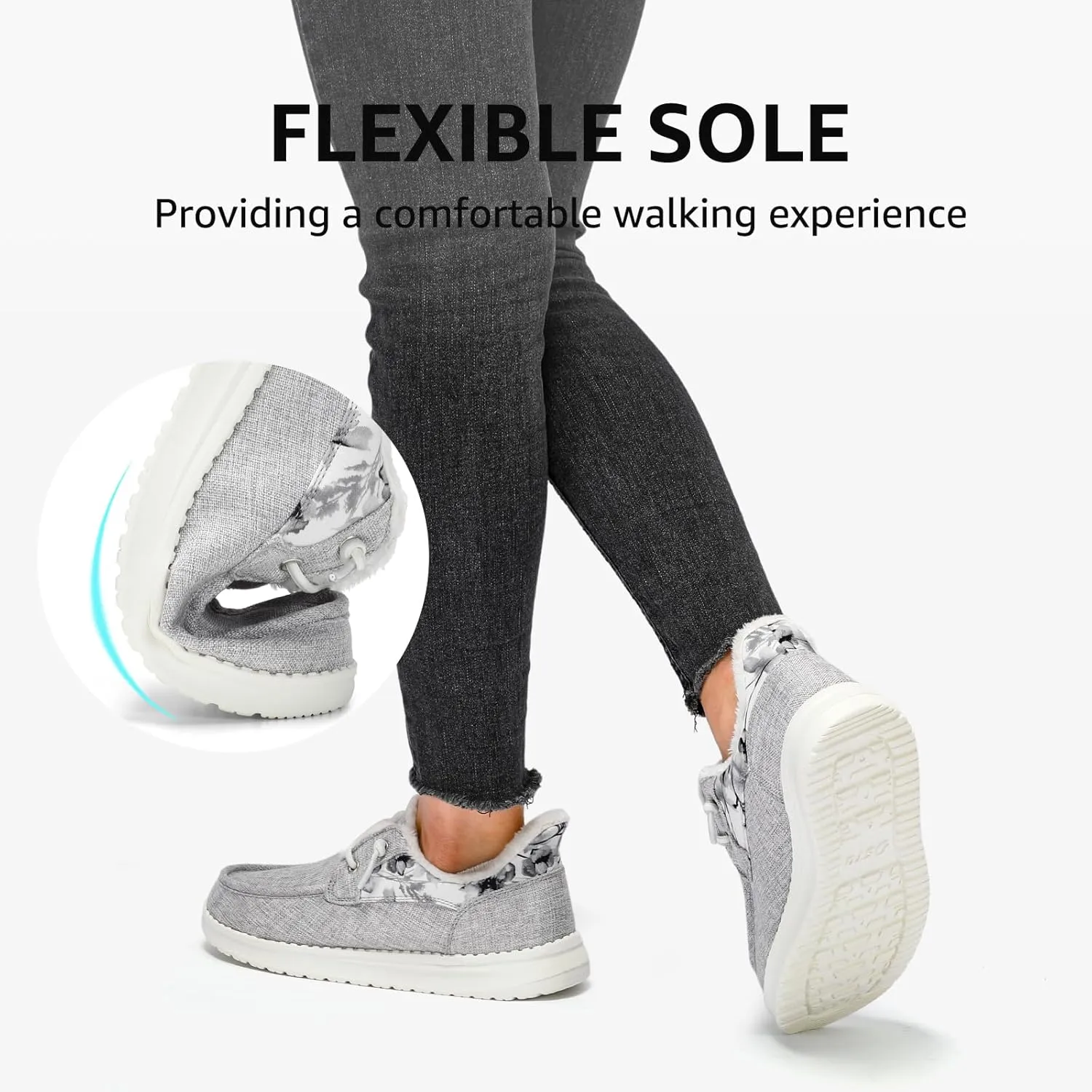 STQ Fur Lined Slip on Loafers for Women Plantar Fasciitis Relief Sneakers Comfort Orthopedic Maternity Shoes for Travel