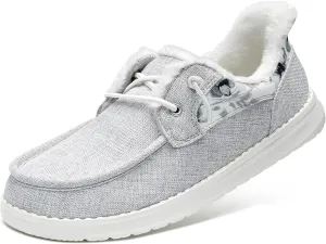 STQ Fur Lined Slip on Loafers for Women Plantar Fasciitis Relief Sneakers Comfort Orthopedic Maternity Shoes for Travel