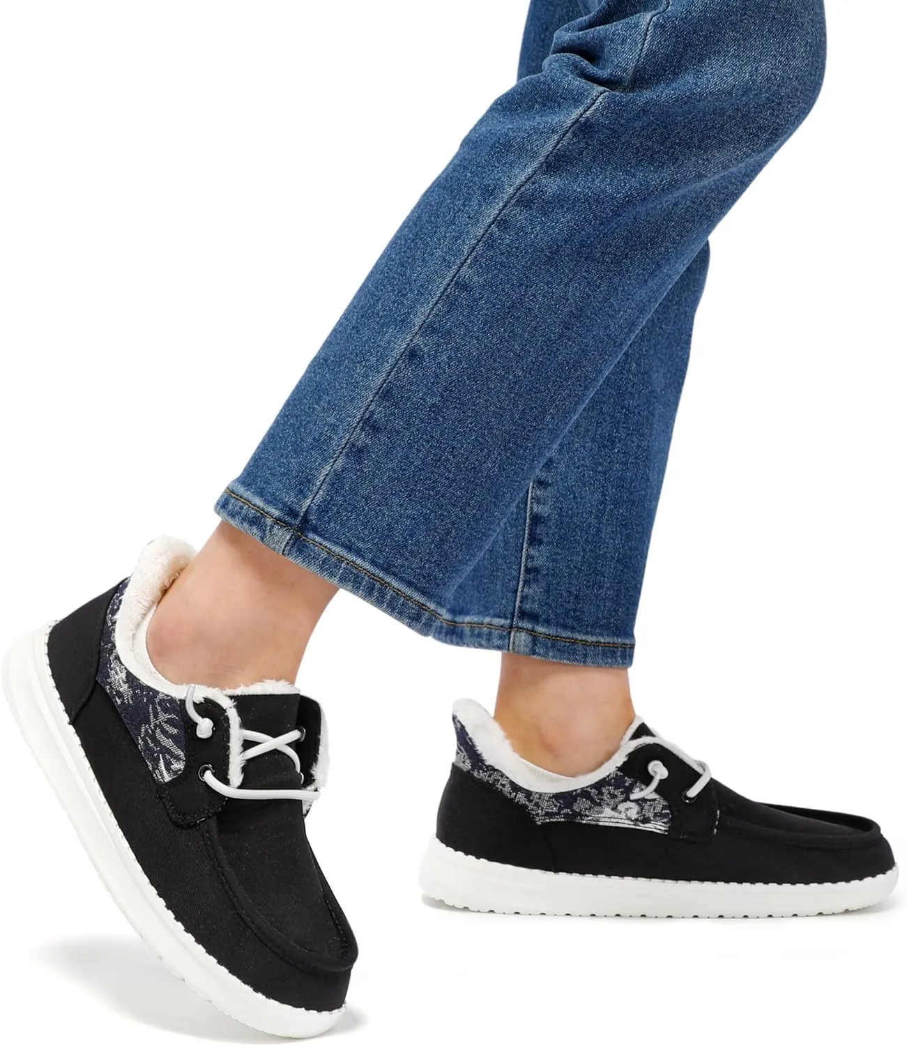 STQ Fur Lined Slip on Loafers for Women Plantar Fasciitis Relief Sneakers Comfort Orthopedic Maternity Shoes for Travel