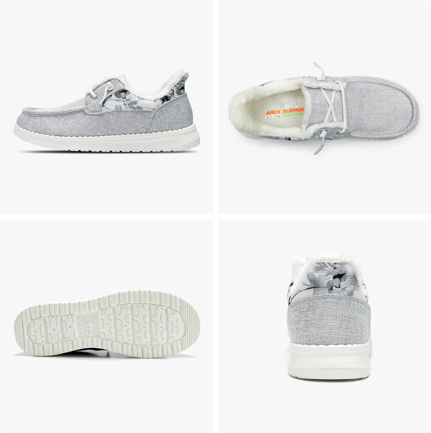 STQ Fur Lined Slip on Loafers for Women Plantar Fasciitis Relief Sneakers Comfort Orthopedic Maternity Shoes for Travel