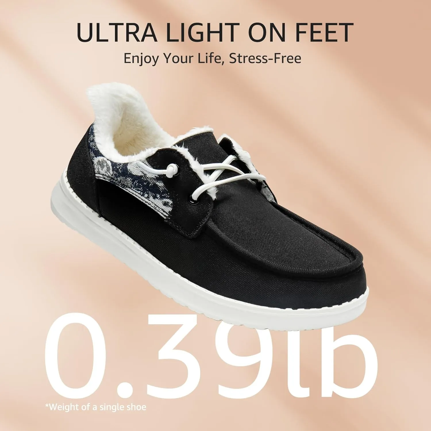 STQ Fur Lined Slip on Loafers for Women Plantar Fasciitis Relief Sneakers Comfort Orthopedic Maternity Shoes for Travel