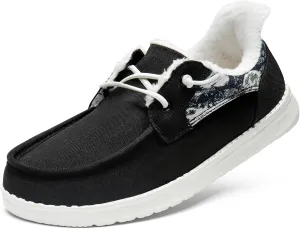 STQ Fur Lined Slip on Loafers for Women Plantar Fasciitis Relief Sneakers Comfort Orthopedic Maternity Shoes for Travel