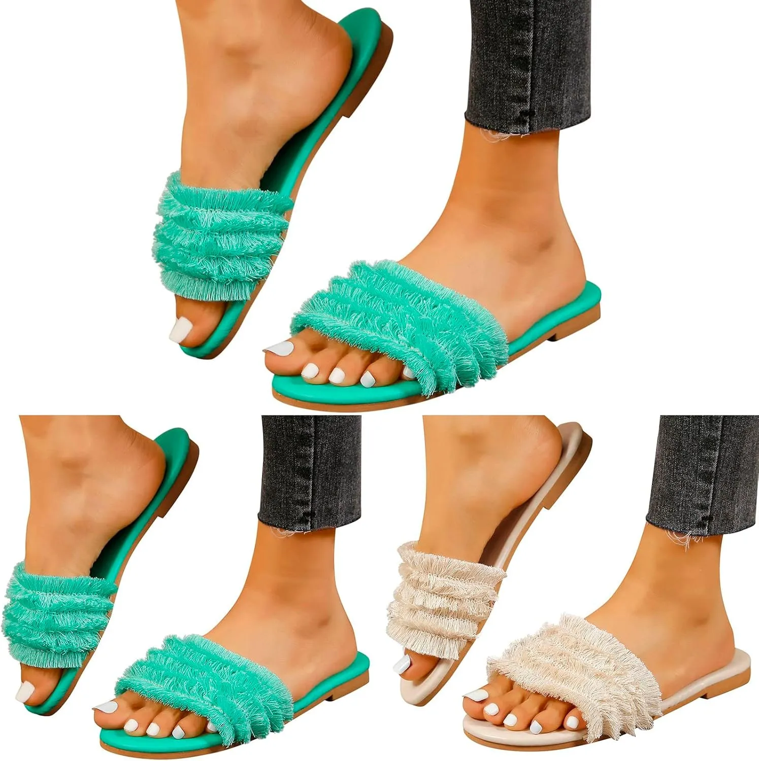 Summer Sandals for Women Women Slippers Fashion New Pattern Summer Open Toe Flat Bottom Large Size Cloth Comfortable