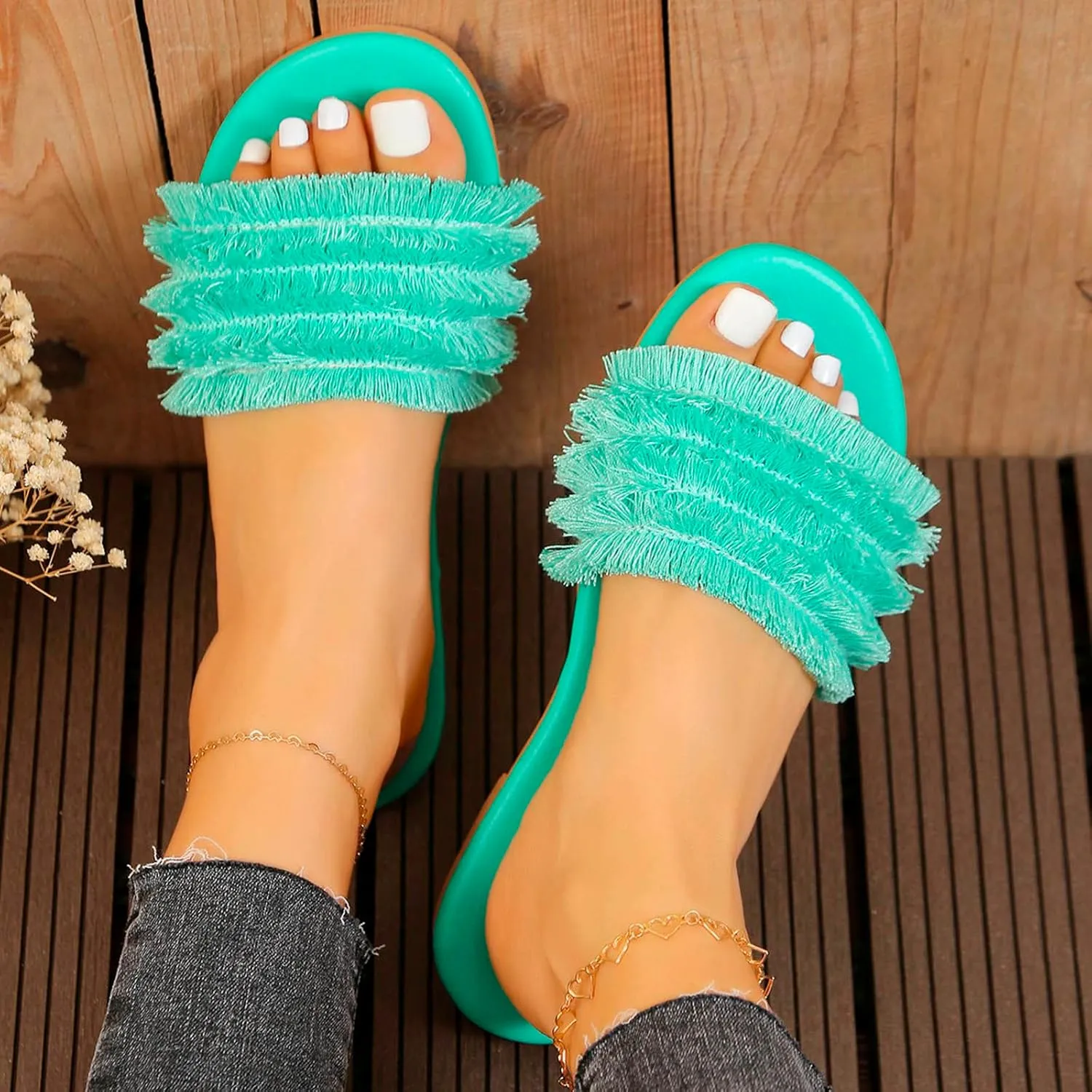 Summer Sandals for Women Women Slippers Fashion New Pattern Summer Open Toe Flat Bottom Large Size Cloth Comfortable