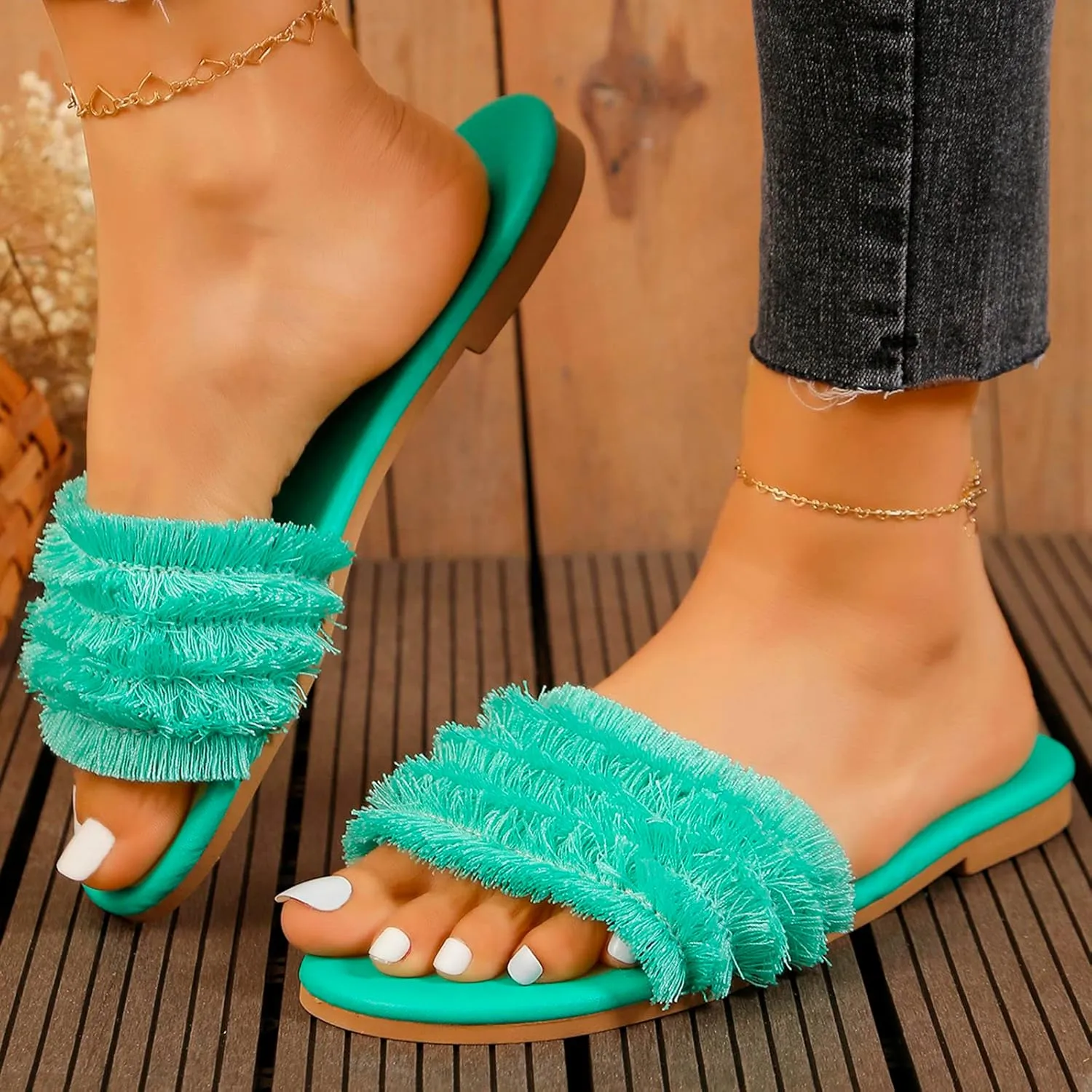 Summer Sandals for Women Women Slippers Fashion New Pattern Summer Open Toe Flat Bottom Large Size Cloth Comfortable
