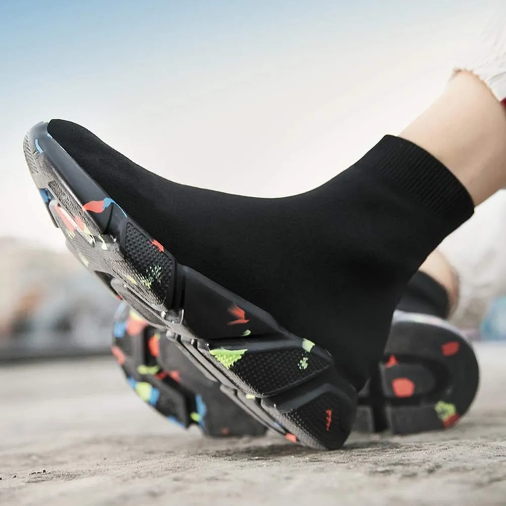 SUNROLAN Fashion Sneakers for Men Lightweight Athletic Running Shoes Breathable Walking Sock Shoes