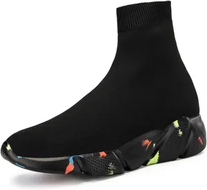 SUNROLAN Fashion Sneakers for Men Lightweight Athletic Running Shoes Breathable Walking Sock Shoes