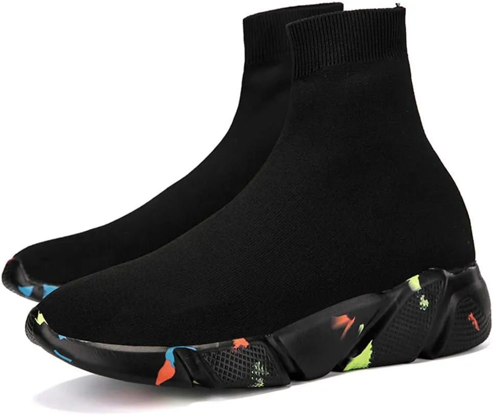 SUNROLAN Fashion Sneakers for Men Lightweight Athletic Running Shoes Breathable Walking Sock Shoes