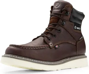 SUREWAY Men's 6" Heavy Duty Soft Toe Waterproof Work Boots,EH Construction Industrial Safety Leather Work Boots,Lace Up Moc Toe Work Boot,Goodyear Welt Oil/Slip Resistant Comfortable Outsole