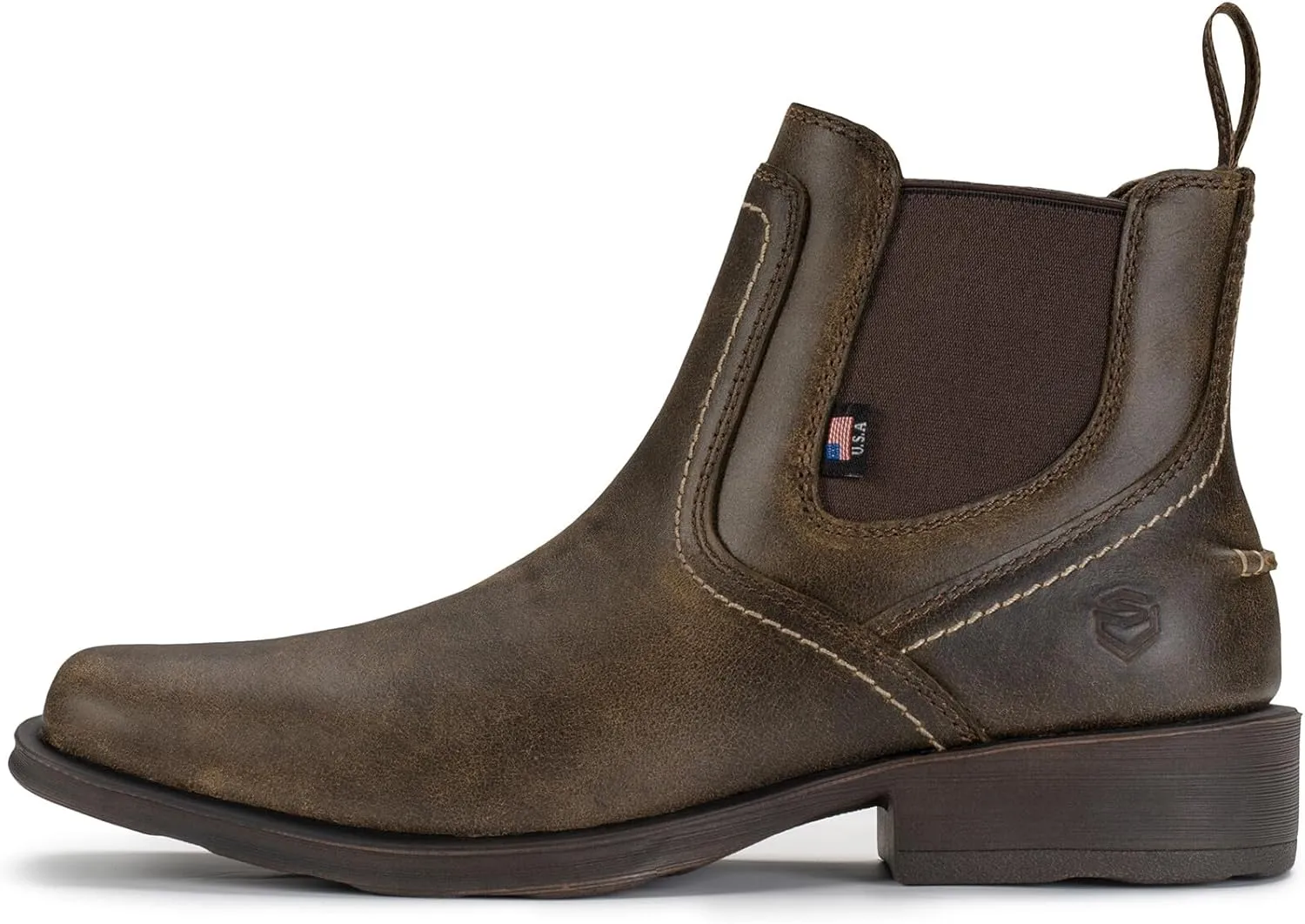 SUREWAY Mens Western Chelsea Cowboy Boots for Men Square Toe,All-Weather Rugged Slip-On Work/Casual/Dress Boots Shoes for Men,Built for Comfort & Durability