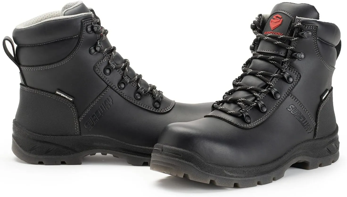 SUREWAY Waterproof Work Boots for Men Soft/Steel Toe Anti-Fatigue Lightweight Waterproof Hiking Boot Full Grain Leather,Manufacture Discontinued