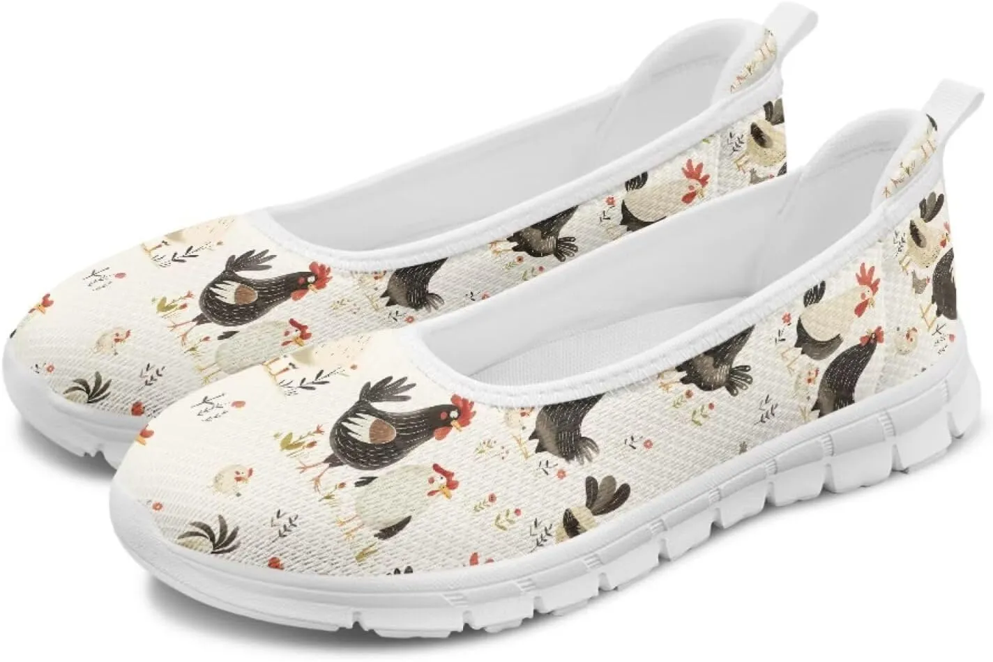 SYtrade Women Slip On Loafers Summer Art Travel Sneakers White Sole