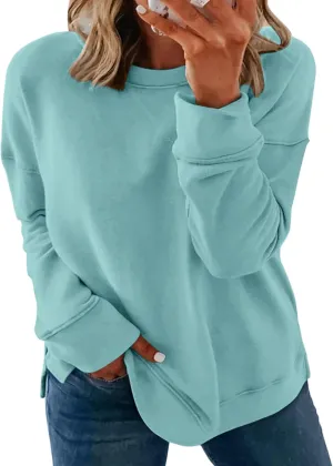 TAKEYAL Plus Size Sweatshirt for Women Oversized Casual Crew Neck Drop Shoulder Pullover Teen Girls Clothes
