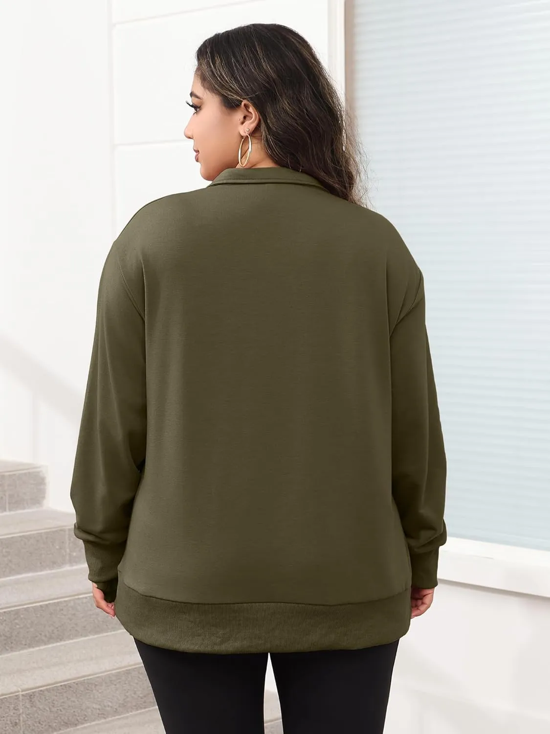 TAKEYAL Plus Size Sweatshirts for Women Pockets Half Zip Pullover Long Sleeve Oversized Drop Shoulder Y2K Clothes