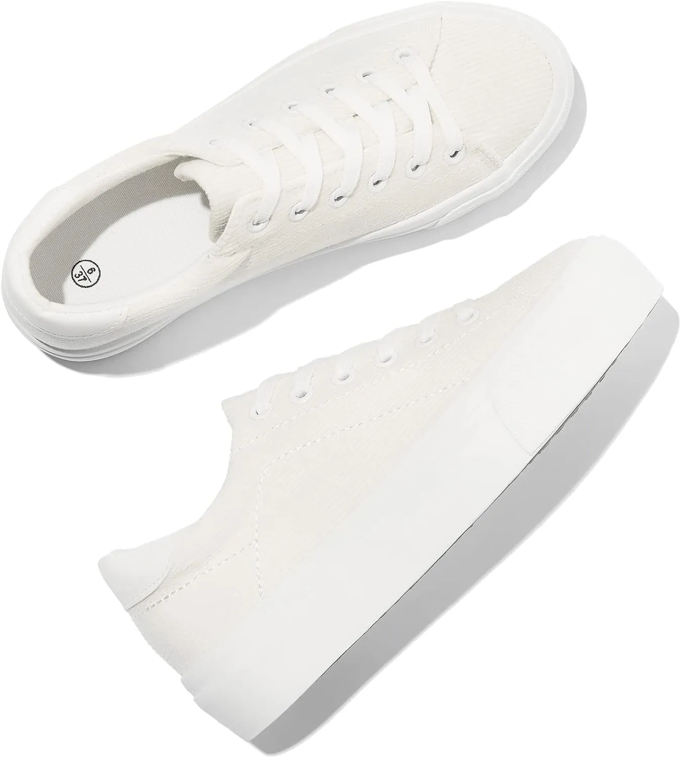 THATXUAOV Womens Platform Sneakers White Tennis Shoes Casual Low Top Fashion Sneakers