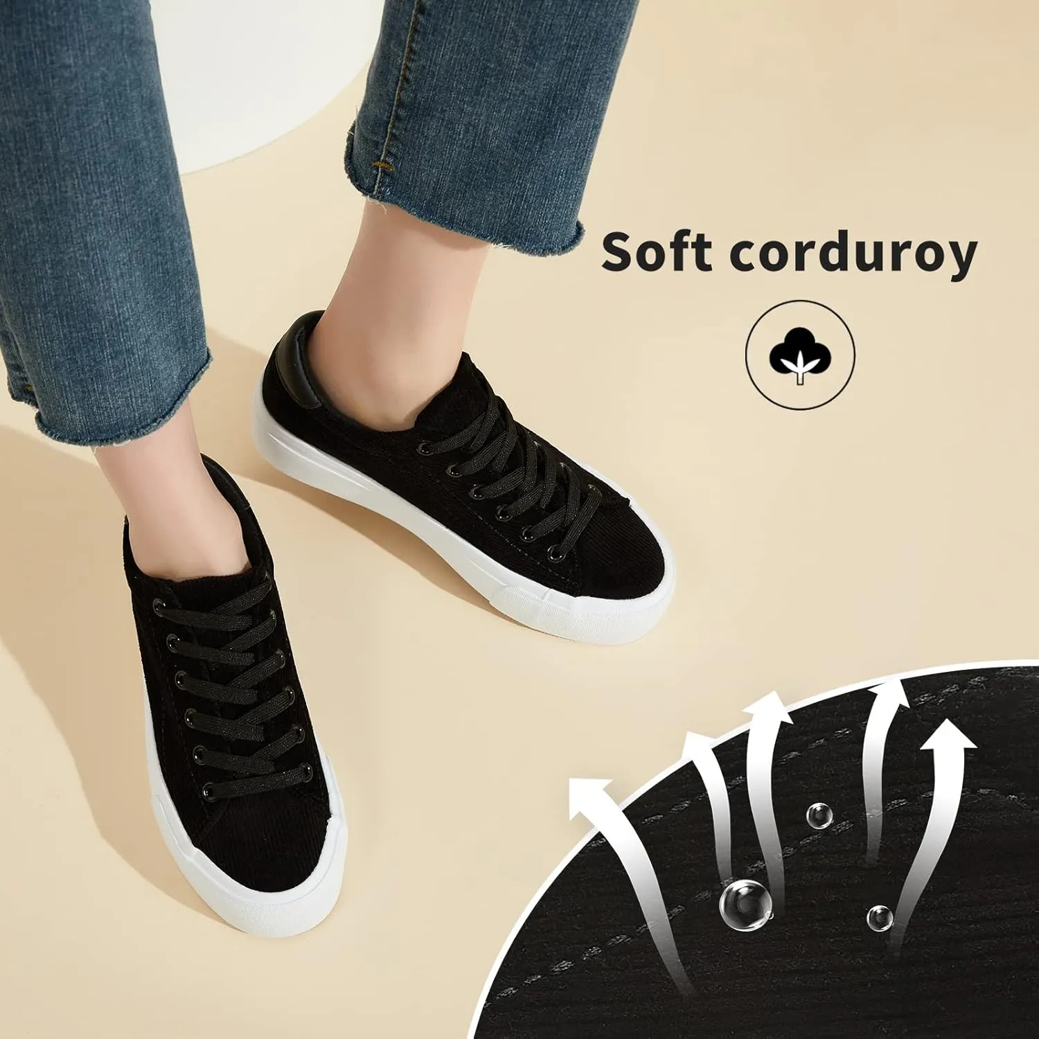 THATXUAOV Womens Platform Sneakers White Tennis Shoes Casual Low Top Fashion Sneakers