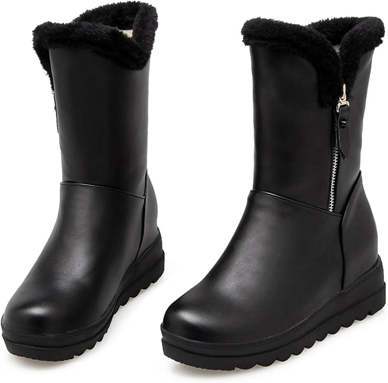 Thick Soled Short Snow Boots, Short Plush Lined Raw Edge Warm Straight Boots V-Neck Fashionable Ankle Boots Waterproof and Non-Slip Women's Winter Boots